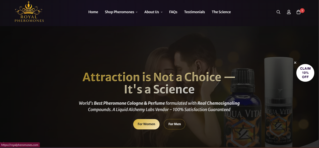 Royal Pheromones Shopify Store - Luxury fragrance e-commerce website